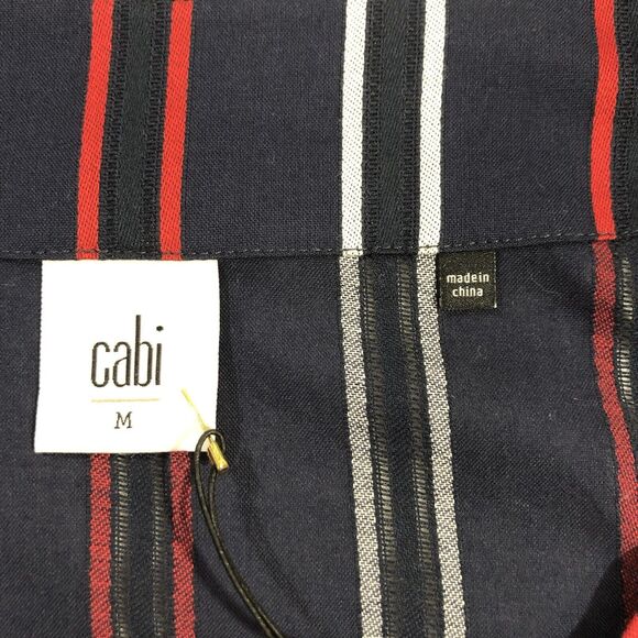 Cabi #5516 NWT Women's Flag Blouse Sz M Navy Red White Stripes 3/4 Sleeves - Picture 9 of 10
